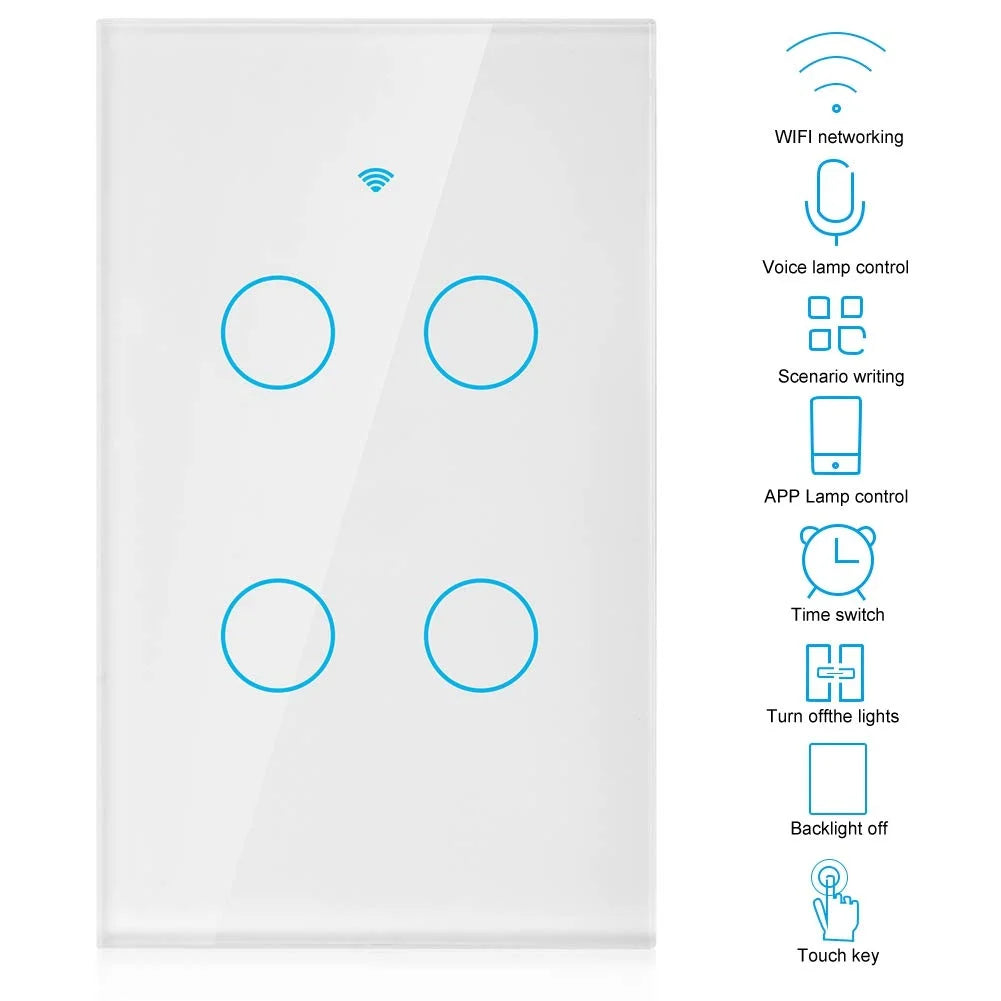 INTERRUPTOR INTELIGENTE WIFI DE 4 CANALES