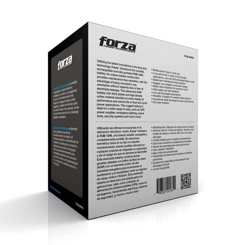 Batería sellada 12V/4,5Ah recargable FORZA FUB-1245