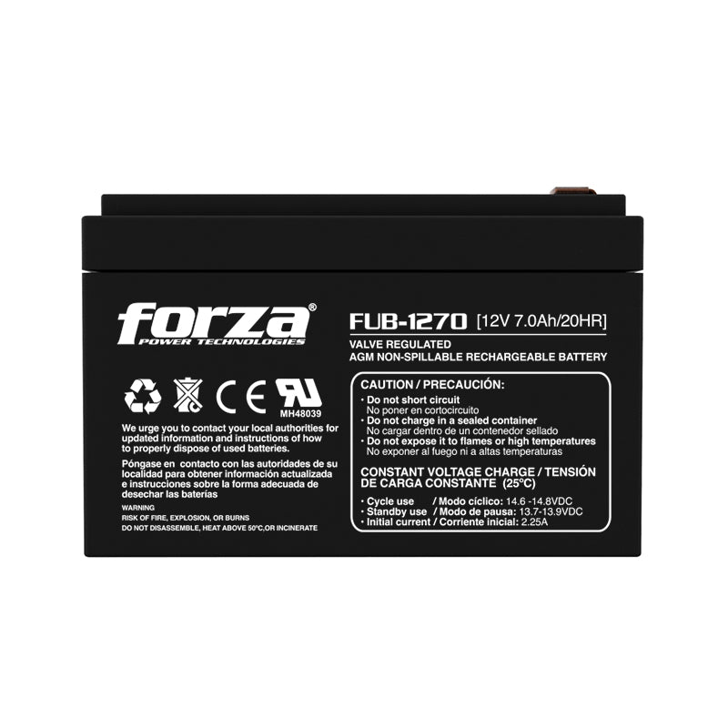Batería sellada recargable 12V/7Ah FORZA FUB-1270