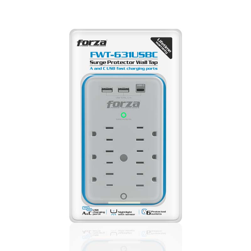 Protección de energía de pared FWT-631USBC